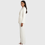Women's structured blazer and wide-leg trousers suit set