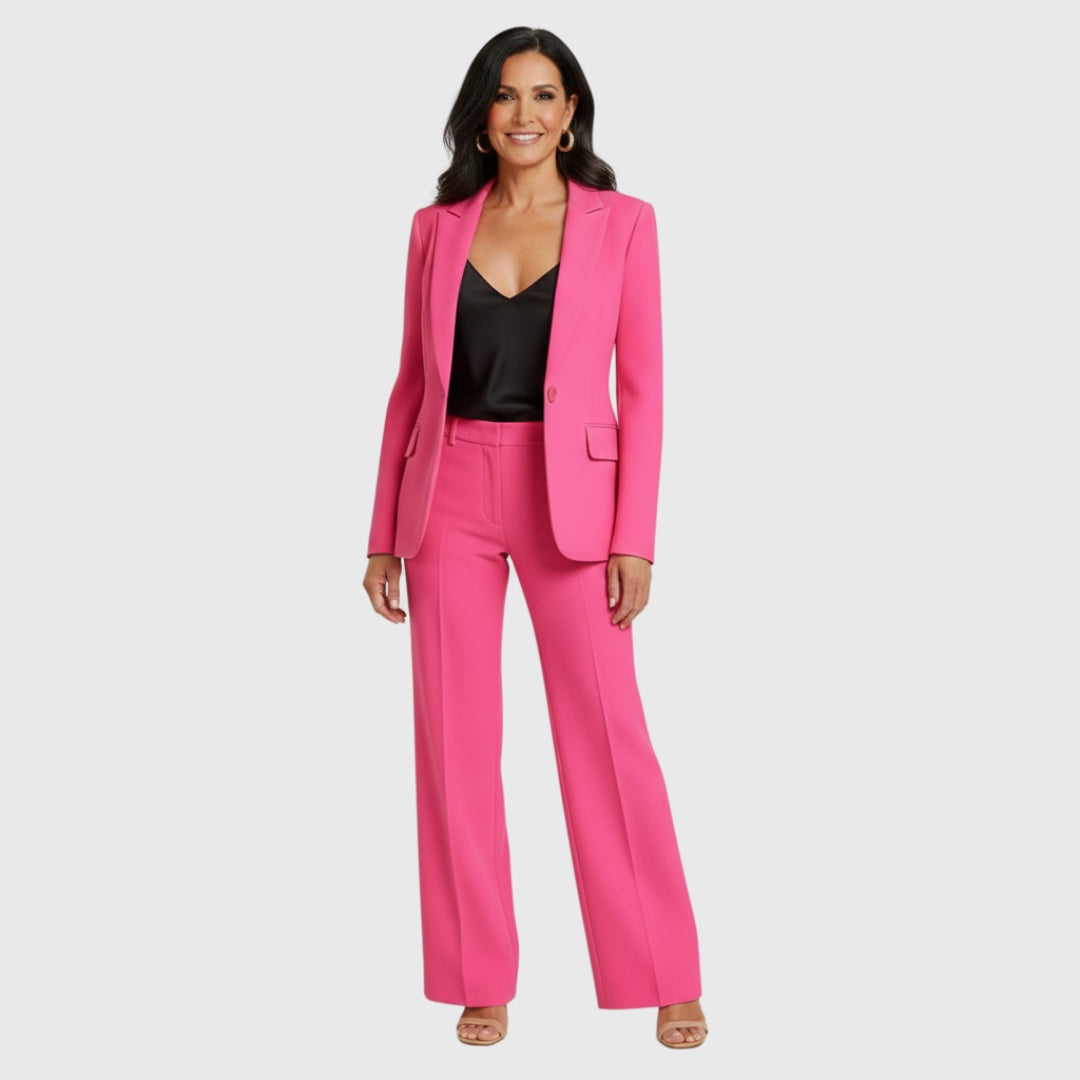 Women's structured blazer and wide-leg trousers suit set
