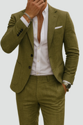 Men's slim fit blazer and trouser suit set with notch lapel and button fastening