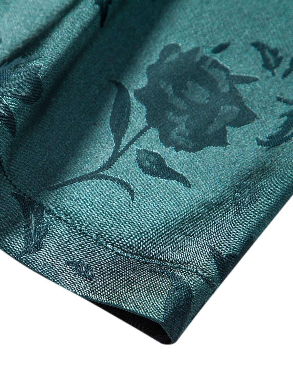 Men's short sleeve floral shirt with collared neckline and button front