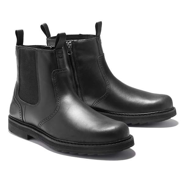 Men's Chelsea ankle boots with pull tabs, side panels and treaded soles