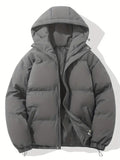 Women's hooded quilted parka jacket with zip front and angled pockets