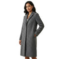 Women's long straight coat with notched lapel and side pockets