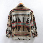 Men's geometric patterned overshirt with collar, long sleeves and button front