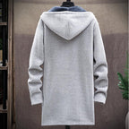 Men's hooded textured jacket with front zip and contrast lining