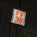 Men's navy overcoat with long sleeves, notched collar and button front