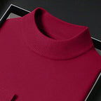Men's plain knitted mock neck jumper with long sleeves and ribbed trims