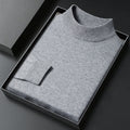 Men's plain knitted mock neck jumper with long sleeves and ribbed trims