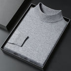 Men's plain knitted mock neck jumper with long sleeves and ribbed trims