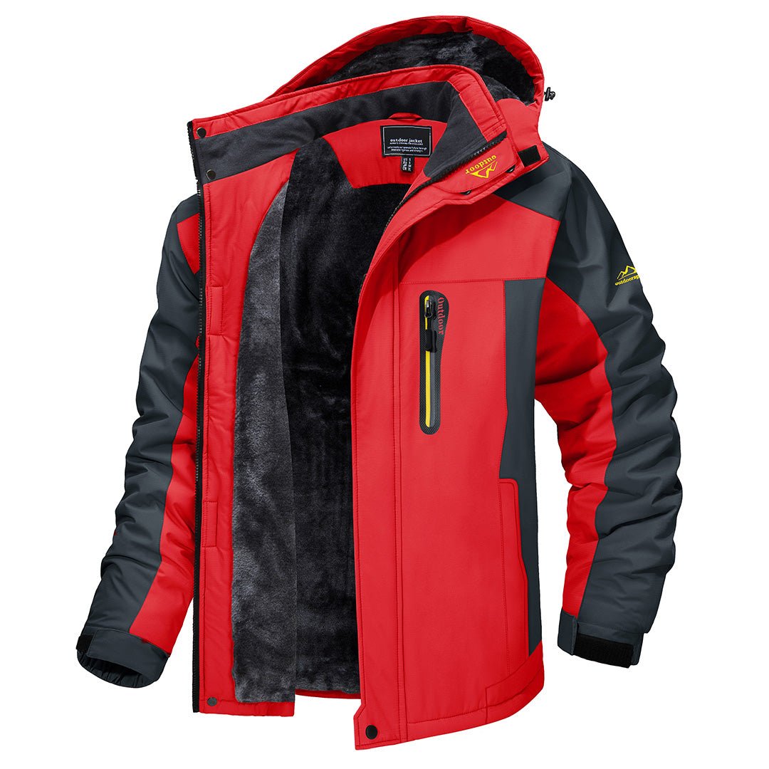 Men's colour-block hooded jacket with zip front and long sleeves