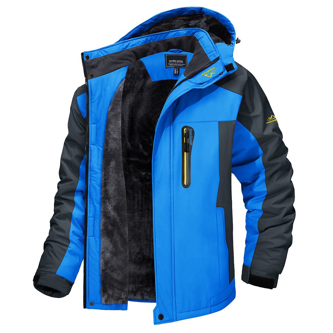 Men's colour-block hooded jacket with zip front and long sleeves