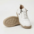 Women's low-top zip sneakers with lace-up fronts, round toes and flat textured soles