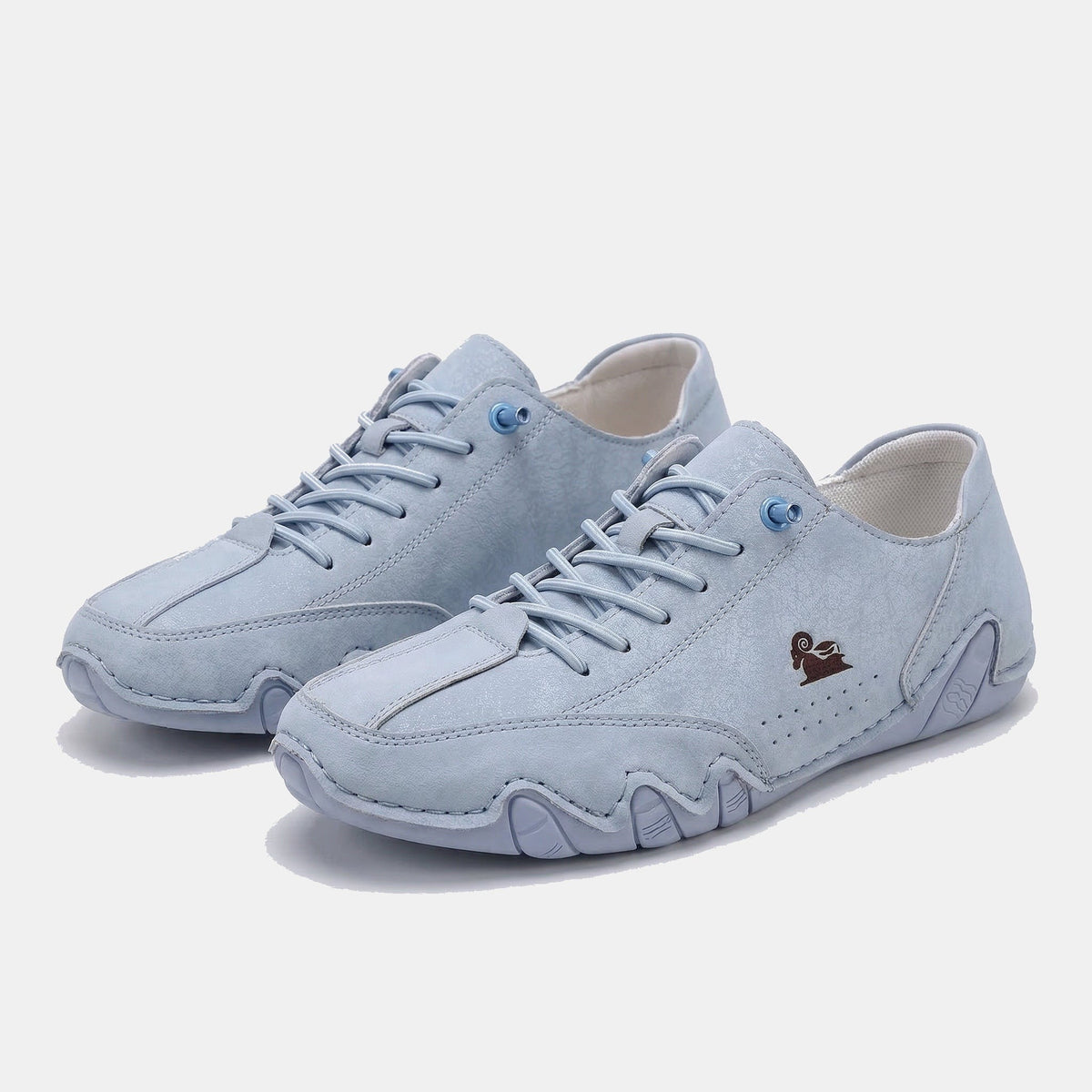 Panelled lace-up sneakers with rounded toes and chunky segmented soles