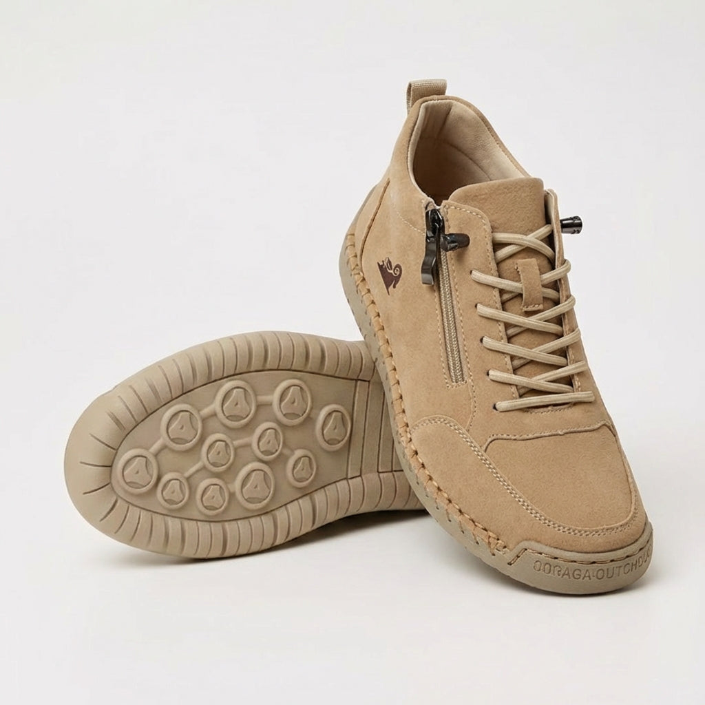 Women's low-top zip sneakers with lace-up fronts, round toes and flat textured soles
