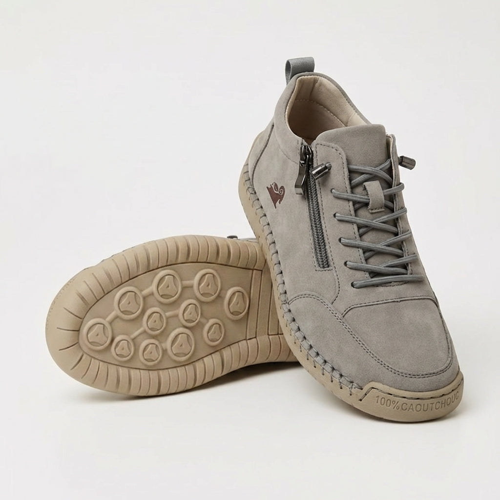 Women's low-top zip sneakers with lace-up fronts, round toes and flat textured soles