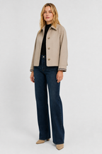 Women's lightweight trench jacket with checked turn-up cuffs