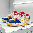 Men's panelled lace-up trainers with contrasting overlays and chunky flat soles