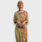 Women's sleeveless floral maxi dress and long cardigan set