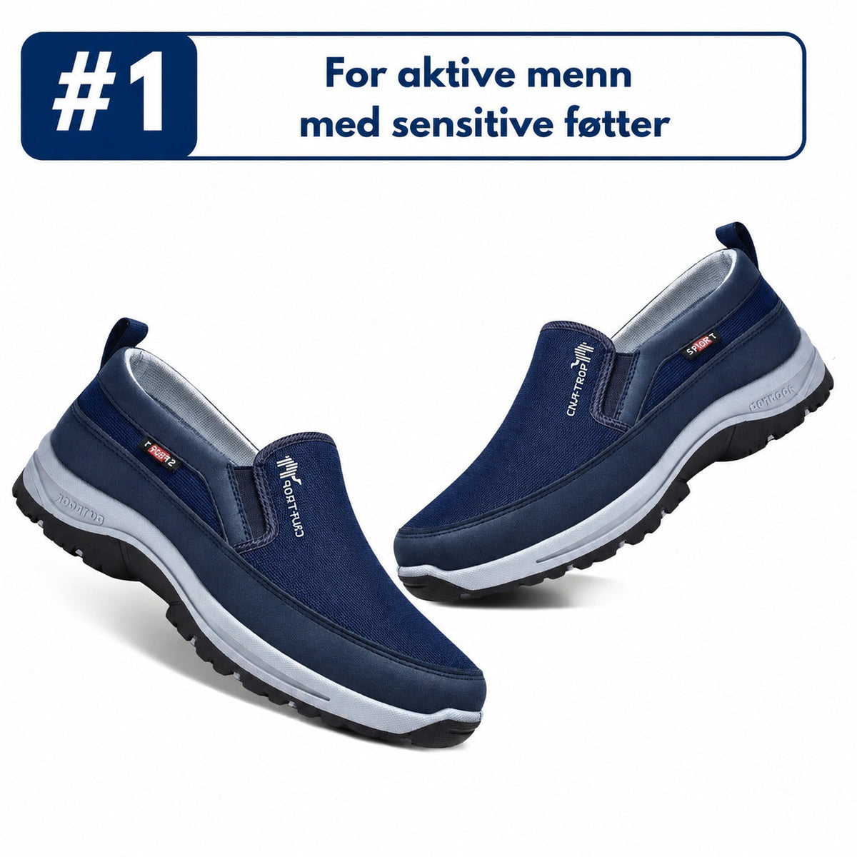 Men's slip-on athletic shoes with round toes, pull tabs and contrasting soles