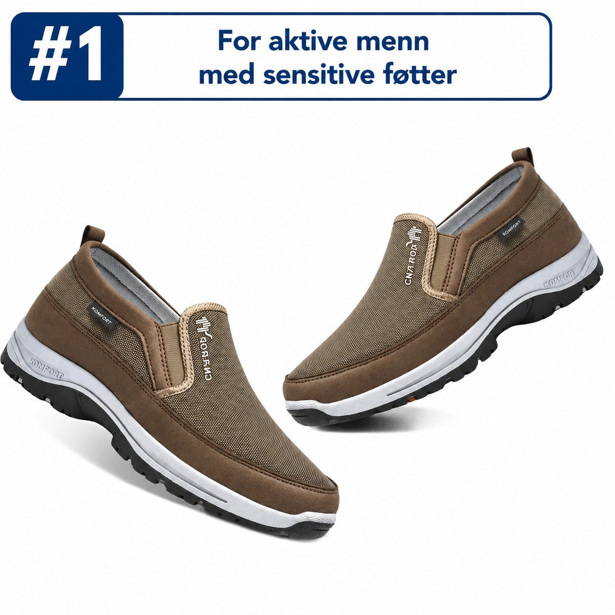 Men's slip-on athletic shoes with round toes, pull tabs and contrasting soles