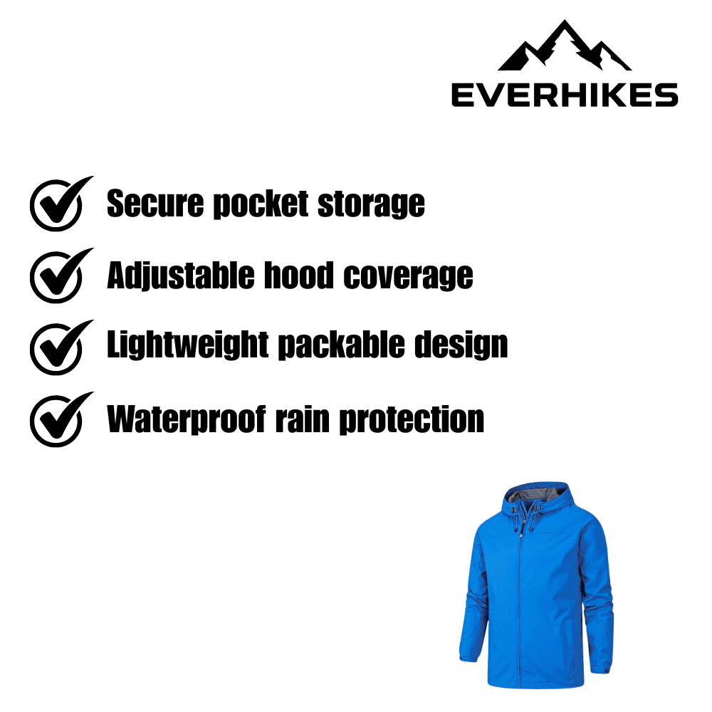 Men's hooded shell jacket with front zip, long sleeves and adjustable drawcords