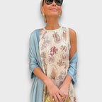 Women's sleeveless floral maxi dress and long cardigan set