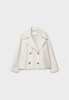 Women's double-breasted cropped jacket with notched lapels and long sleeves