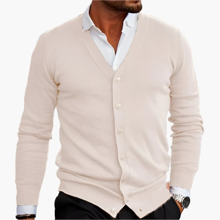 Men's long-sleeve V-neck button-front cardigan