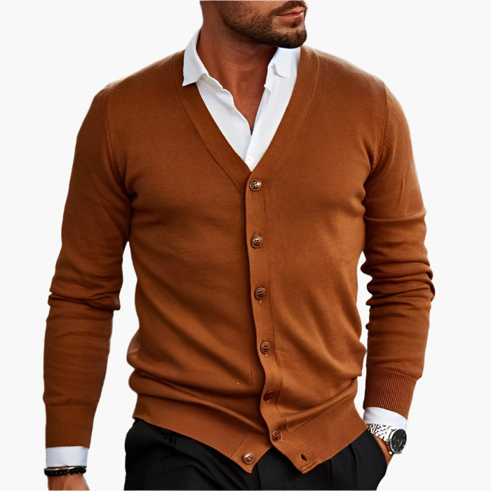 Men's long-sleeve V-neck button-front cardigan