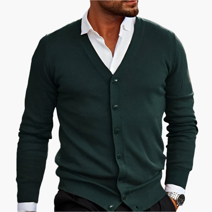Men's long-sleeve V-neck button-front cardigan