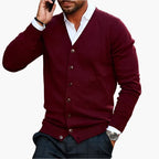 Men's long-sleeve V-neck button-front cardigan