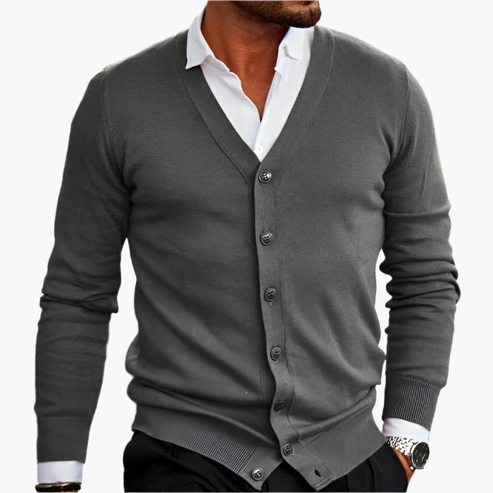 Men's long-sleeve V-neck button-front cardigan