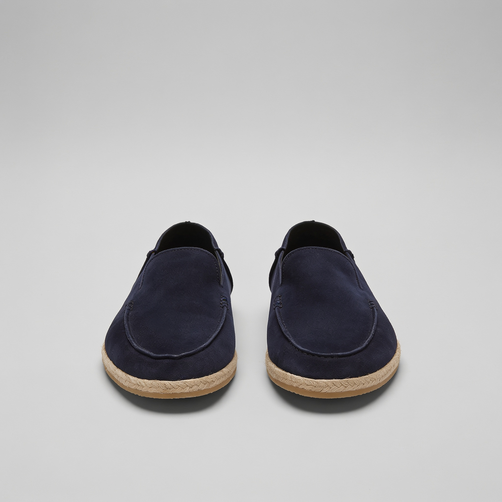 Men's plain espadrille loafers with round toes and braided sole trim