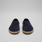 Men's plain espadrille loafers with round toes and braided sole trim