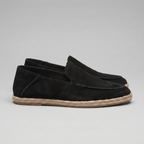 Men's plain espadrille loafers with round toes and braided sole trim