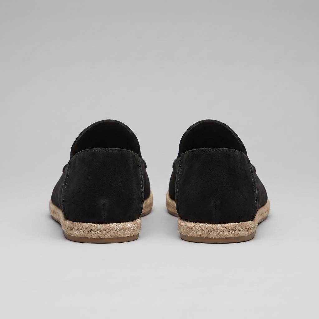Men's plain espadrille loafers with round toes and braided sole trim