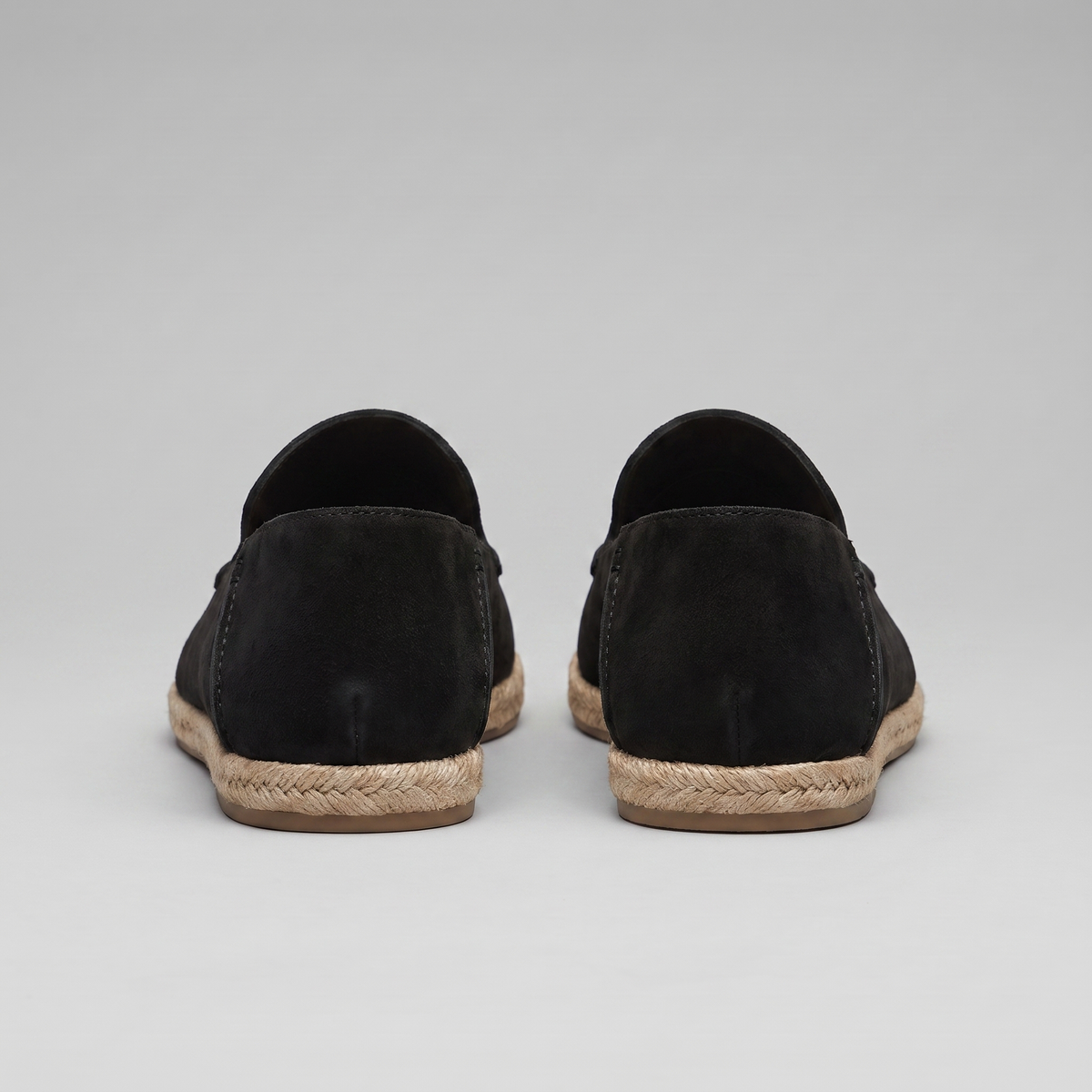 Men's plain espadrille loafers with round toes and braided sole trim