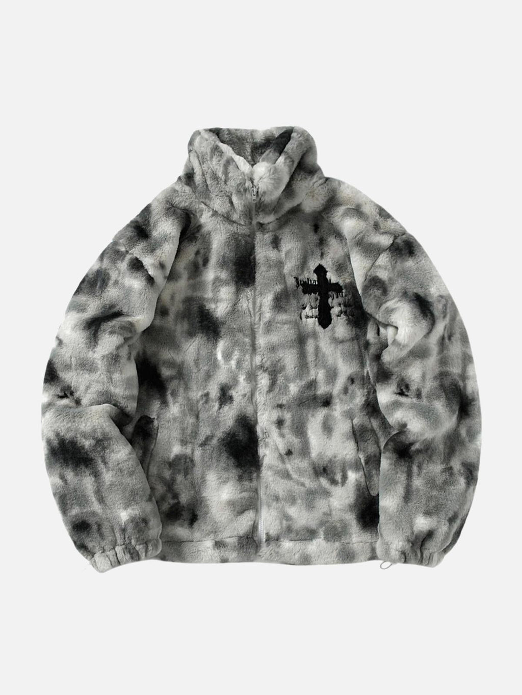 Unisex tie-dye hooded jacket with full zip and chest graphic