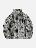 Unisex tie-dye hooded jacket with full zip and chest graphic