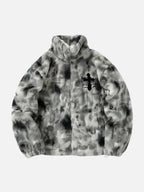 Unisex tie-dye hooded jacket with full zip and chest graphic