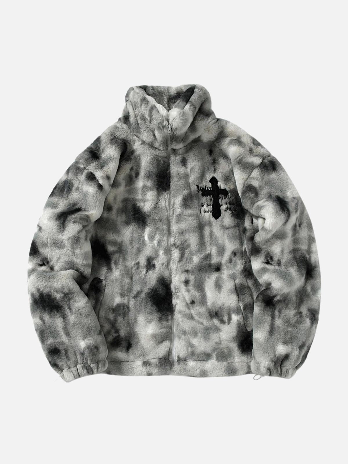 Unisex tie-dye hooded jacket with full zip and chest graphic