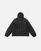 Unisex hooded quilted puffer jacket with long sleeves and zip front