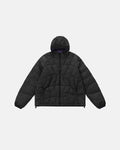 Unisex hooded quilted puffer jacket with long sleeves and zip front