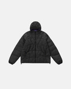 Unisex hooded quilted puffer jacket with long sleeves and zip front