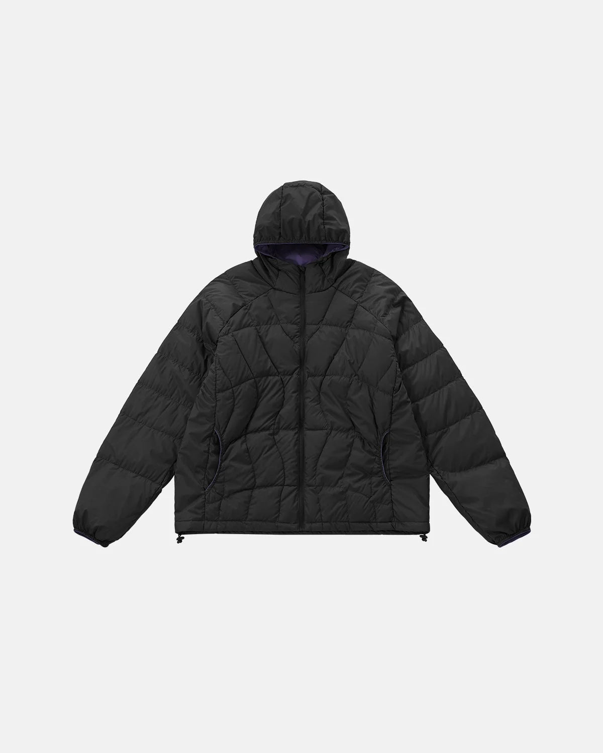 Unisex hooded quilted puffer jacket with long sleeves and zip front