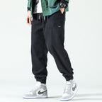 Men's corduroy jogger trousers with drawstring waist and elasticated cuffs