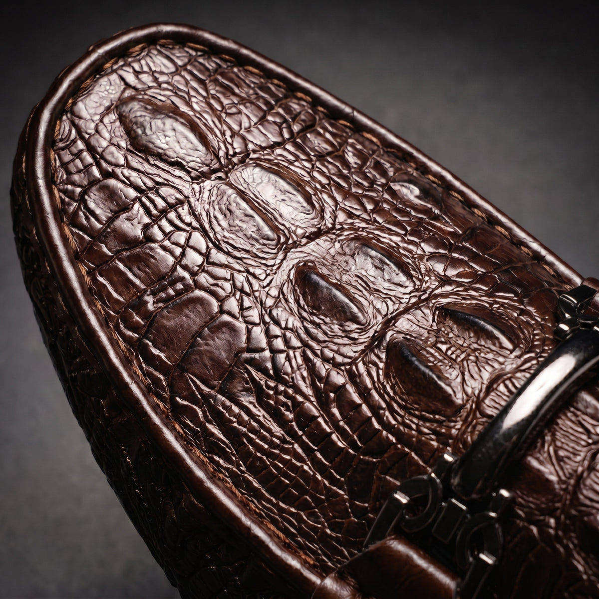 Men's croc-embossed loafers with horsebit detail and rounded toes