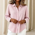 Women's relaxed-fit checked button-down shirt with pointed collar and long sleeves