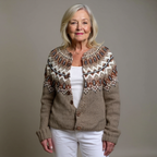 Women's Fair Isle patterned cardigan with long sleeves and button front