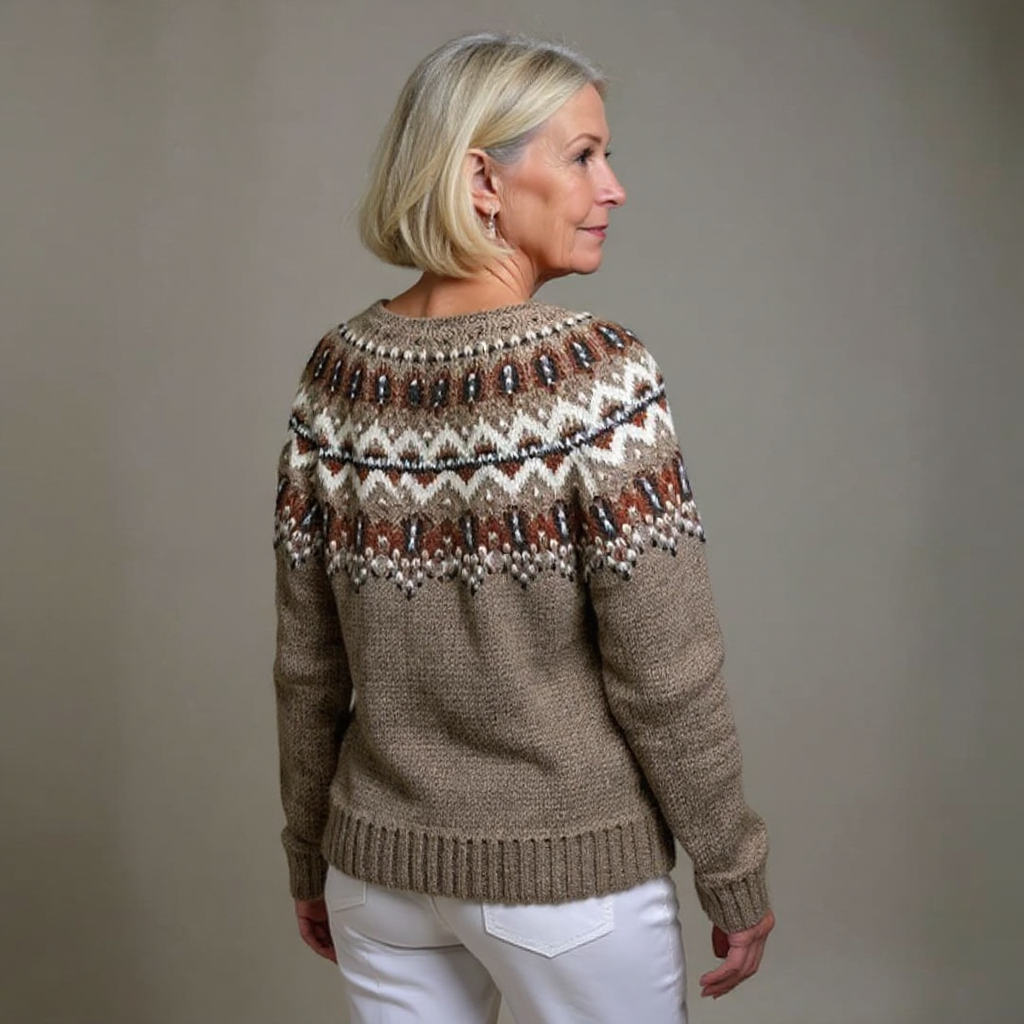 Women's Fair Isle patterned cardigan with long sleeves and button front